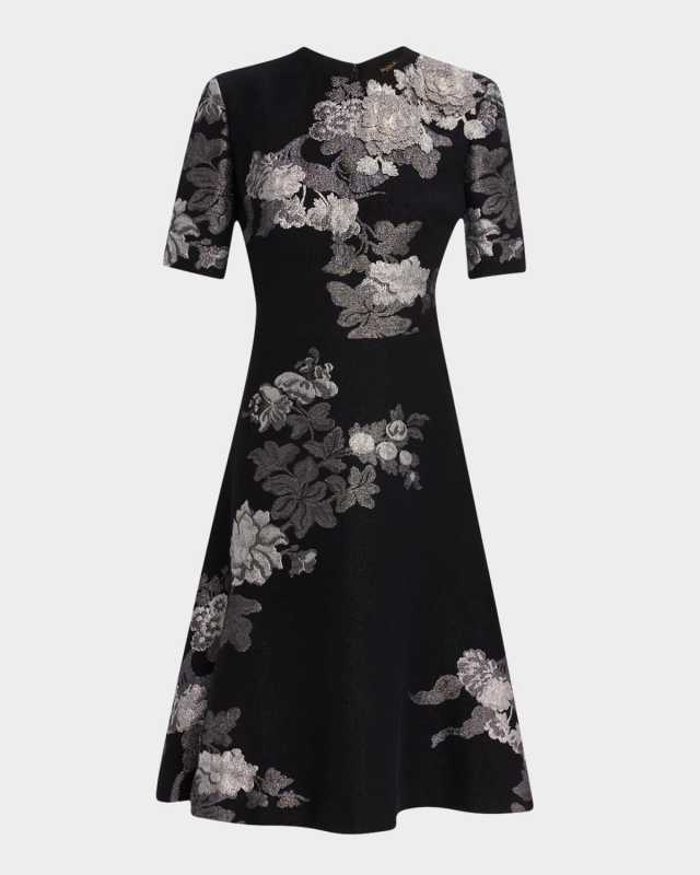 Bead Applique Floral Fil Coupe Dress